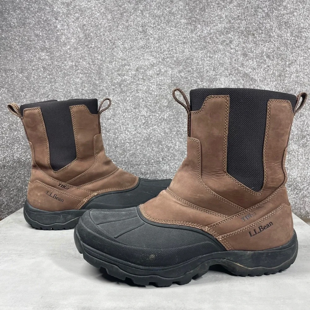 LL Bean Storm Chaser TEK 2.5 Boots Mens 10.5 Leather Waterproof Side Zip Brown